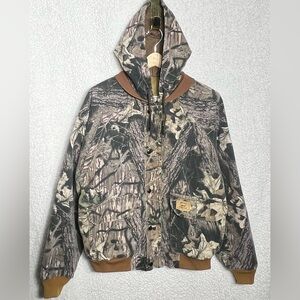 Vintage Duxbak Mossy Oak Camo Hooded Insulated Hunting Bomber Jacket (READ)